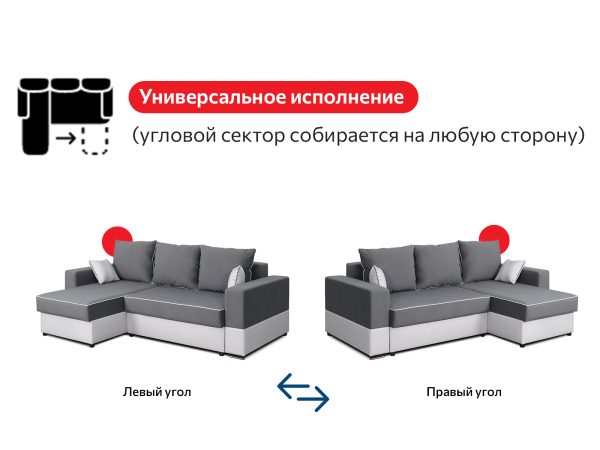 Диван-кровать угловой "Бостон" СТАНДАРТ Вариант 1 — изображение 3