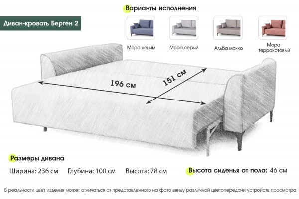 Диван-кровать "Берген 2" СТАНДАРТ Вариант 3 — изображение 7