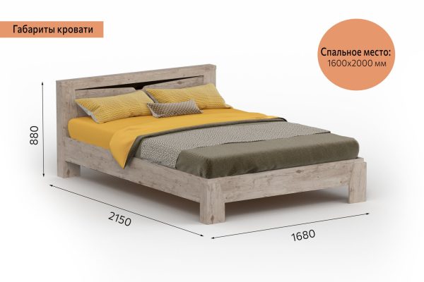 Кровать 1600 "Соренто" спальня Дуб бонифаций — изображение 2